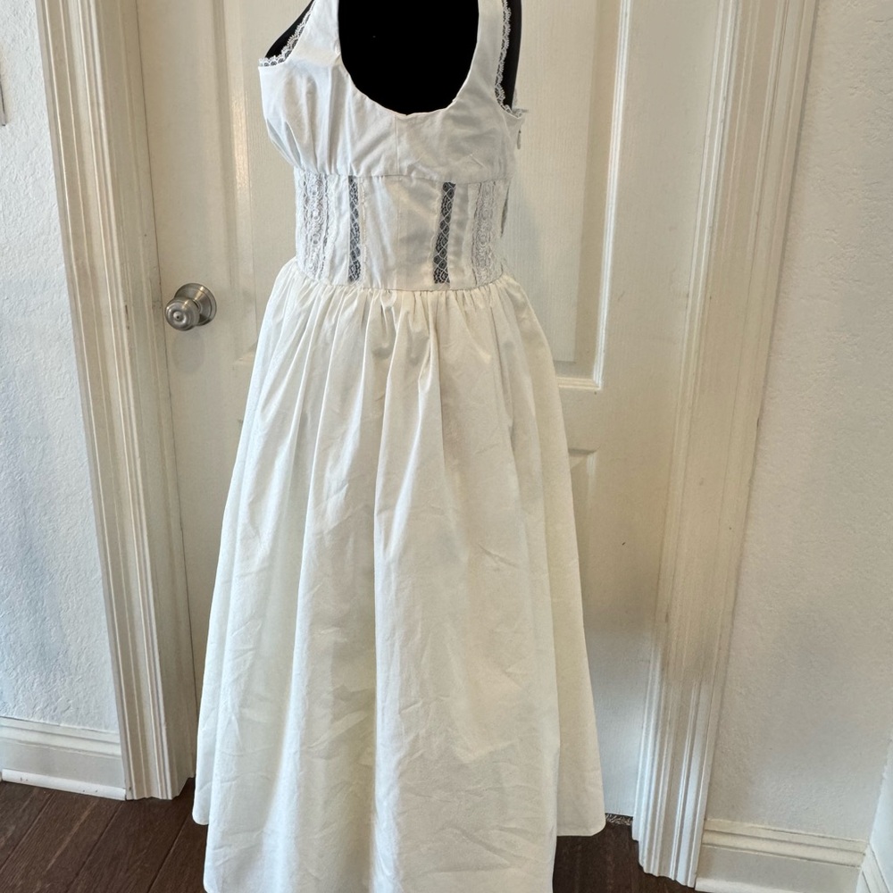 House of Cb London Perle White Midi Dress Women's Size M - Picture 3 of 7